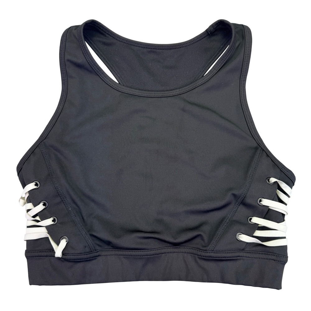 Sports Illustrated Sports Bra Women's Size Small Black‎ Racerback Lace Up Sides